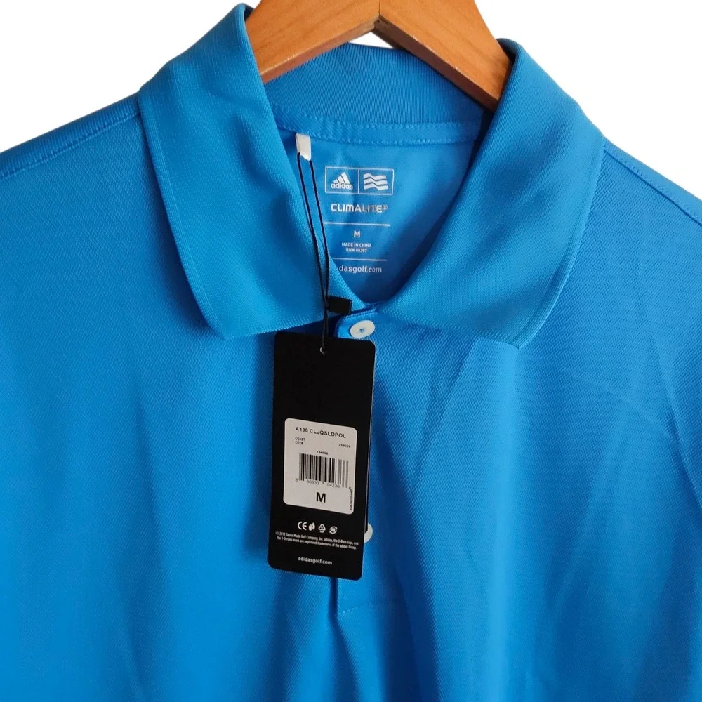 Adidas‎ Golf Polo Shirt ClimaLite Guidewire Logo Athletic Blue Mens M NwT